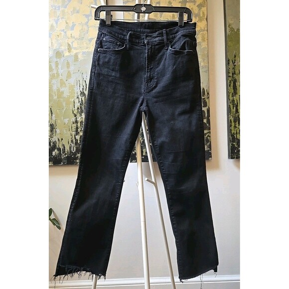 Mother The Insider Crop Two Step Fray Black Ankle Fray Jeans   Size 28 x 26” - Picture 1 of 10
